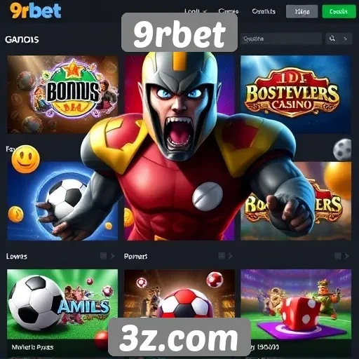 Variedade de jogos disponíveis na 9rbet
